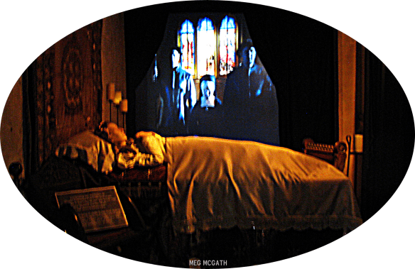 The queen lies in state inside St. Mary's Chapel at Sudeley Castle where she is buried, © Meg McGath, 2012.