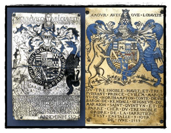 Two stall plates of Sir William Parr, Marquess of Northampton.