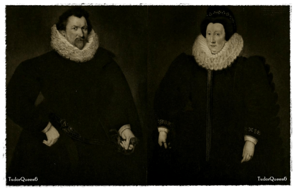 Margaret Fiennes, 11th Lady Dacre with her husband Sampson Lennard. 