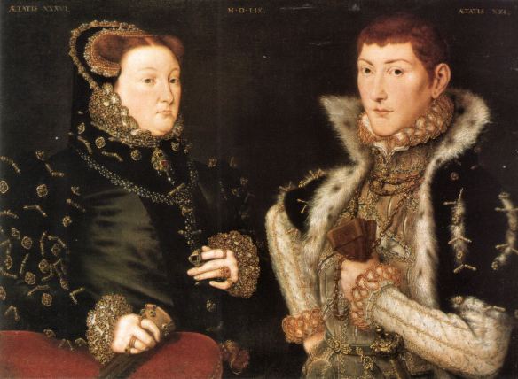 Mary Neville and her son Gregory Fiennes, 10th Baron Dacre by Hans Eworth c. 1559